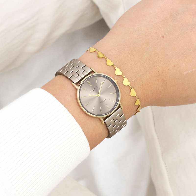 OOZOO Vintage Damenuhr In Gold Und Taupe C20409-zoom-