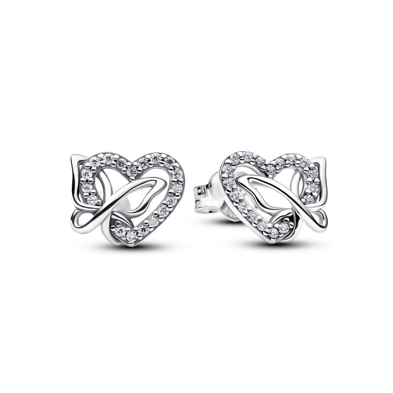 Pandora Moments Verflochtenes Herz & Schmetterling Ohrstecker 294476C01-zoom-