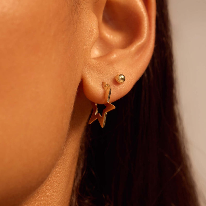 Beloro Jewels Della Spiga Luna 9 Karat Gold Star Earrings BO360083-zoom-