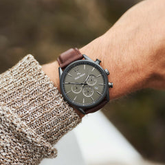 Mats Meier Grand Cornier Chrono Gunmetal/DonkerBrown Watch MM00104