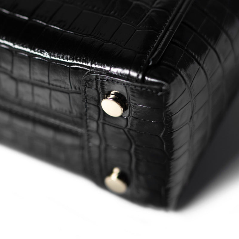 Isabel Bernard Honoré Cloe Mini Kroko Schwarz Kalbsleder Handtasche IB21124-201-zoom-