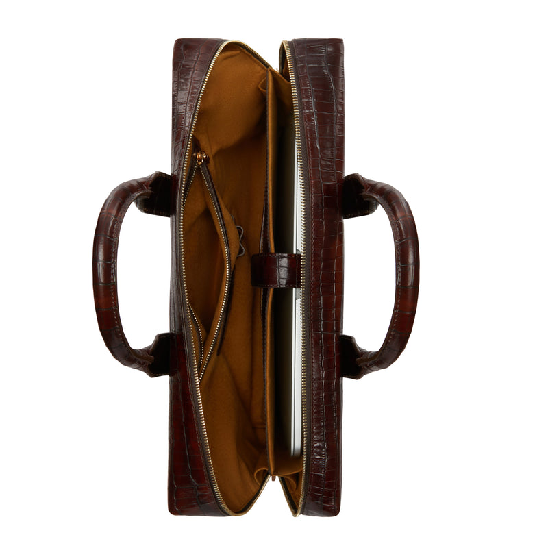 Isabel Bernard Honoré Anique Kroko Handtasche aus braunem Kalbsleder IB25073-zoom-