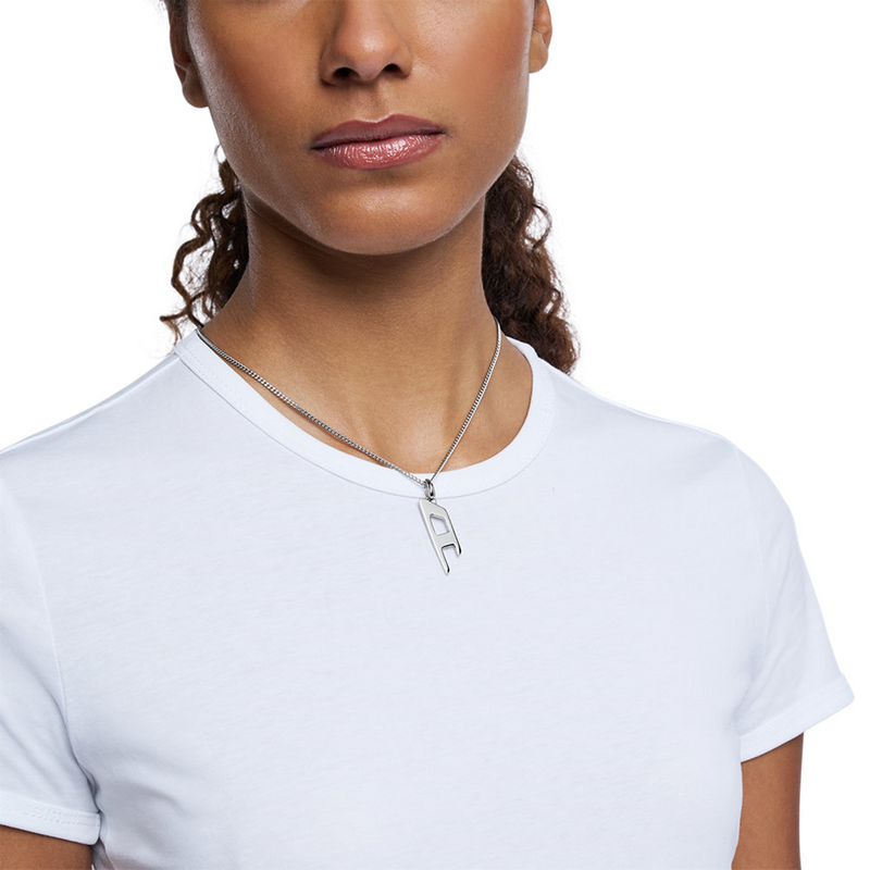 Diesel D Logo Silver Stainless Steel Necklace DX1625040-zoom-