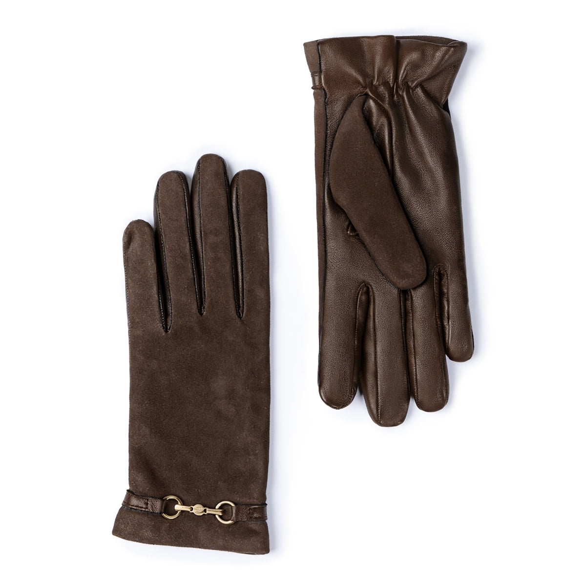 Isabel Bernard Honoré Marcelia dark brown goatskin suéde leather gloves IB67001-131-6.5