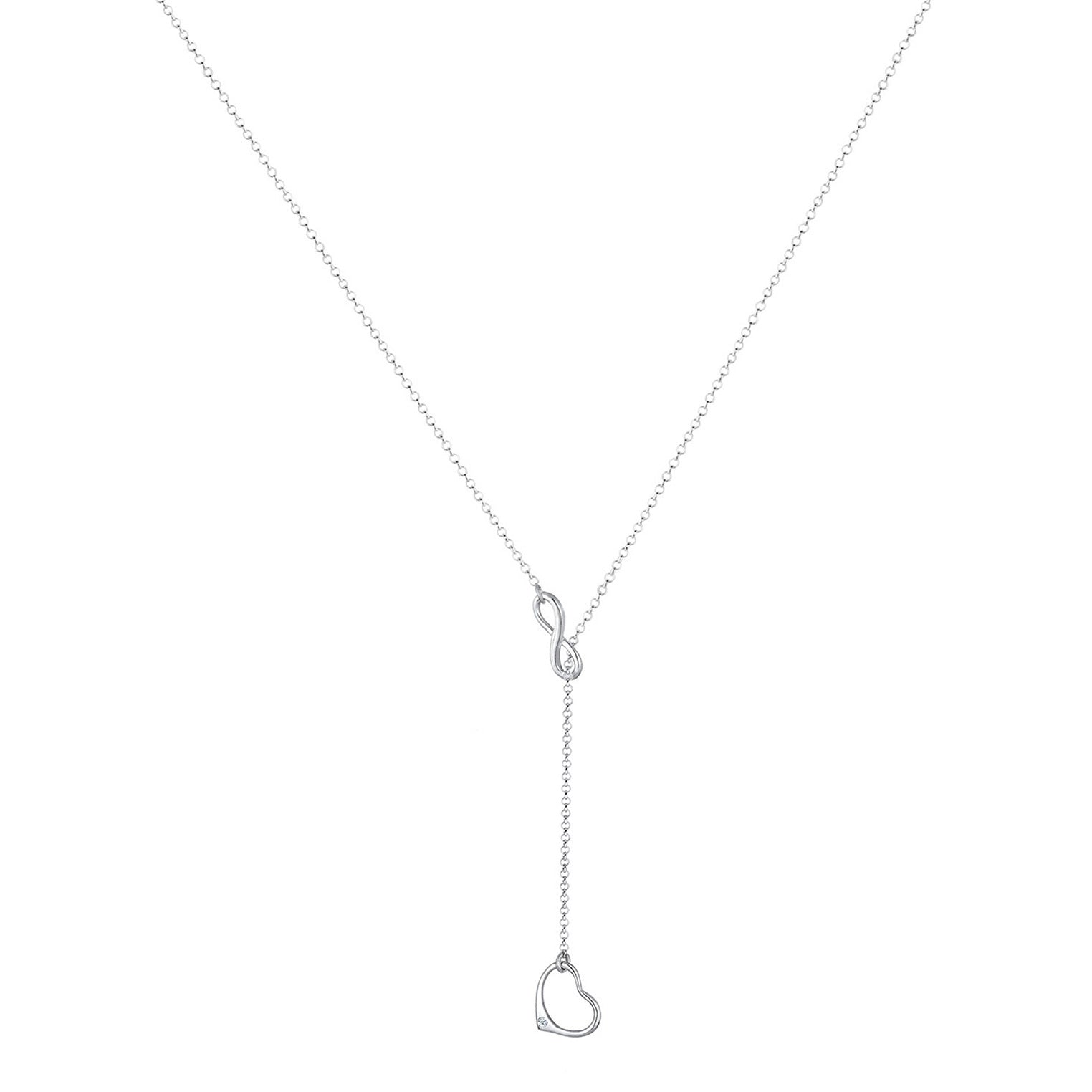 Elli 925 Sterling Silver Y Chain Necklace with Diamond (0.015 ct) 2004-BF-0008047-001