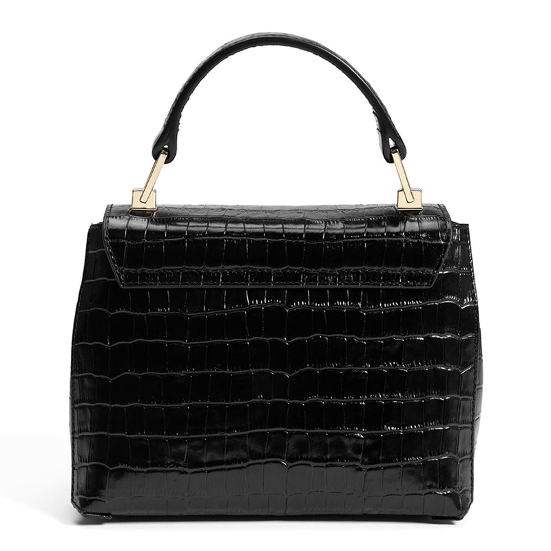 Isabel Bernard Femme Forte Heline Kroko Schwarz Kalbsleder Handtasche IB21037-zoom-