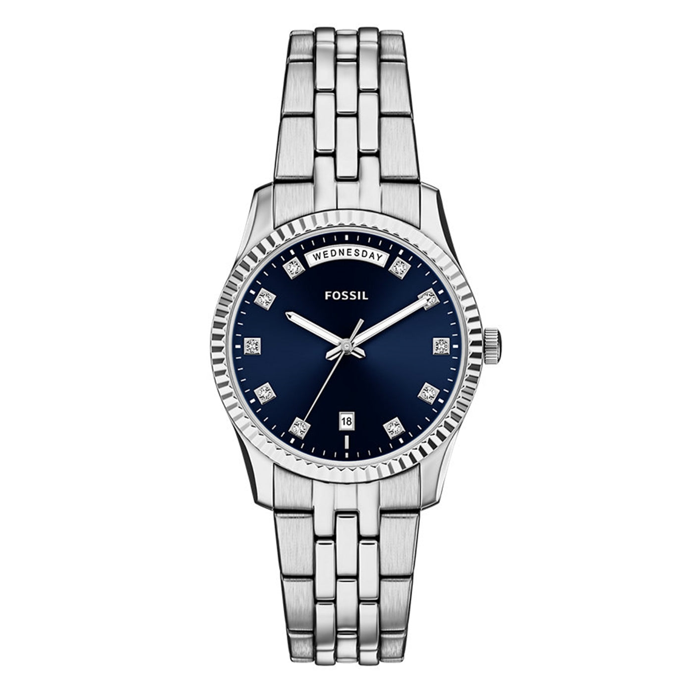 Fossil Scarlette Round Blue Dial Watch ES5457