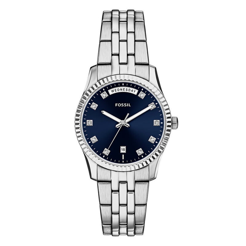 Fossil Scarlette Round Blue Dial Watch ES5457-zoom-