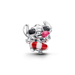Pandora Disney 925 Sterling Silver Murano Glass and Enamel Disney Stitch Summer Fun Charm 794642C01