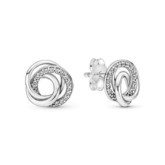 Pandora Moments 925 Sterling Silver Family Always Encircled Ear Studs 291076C01