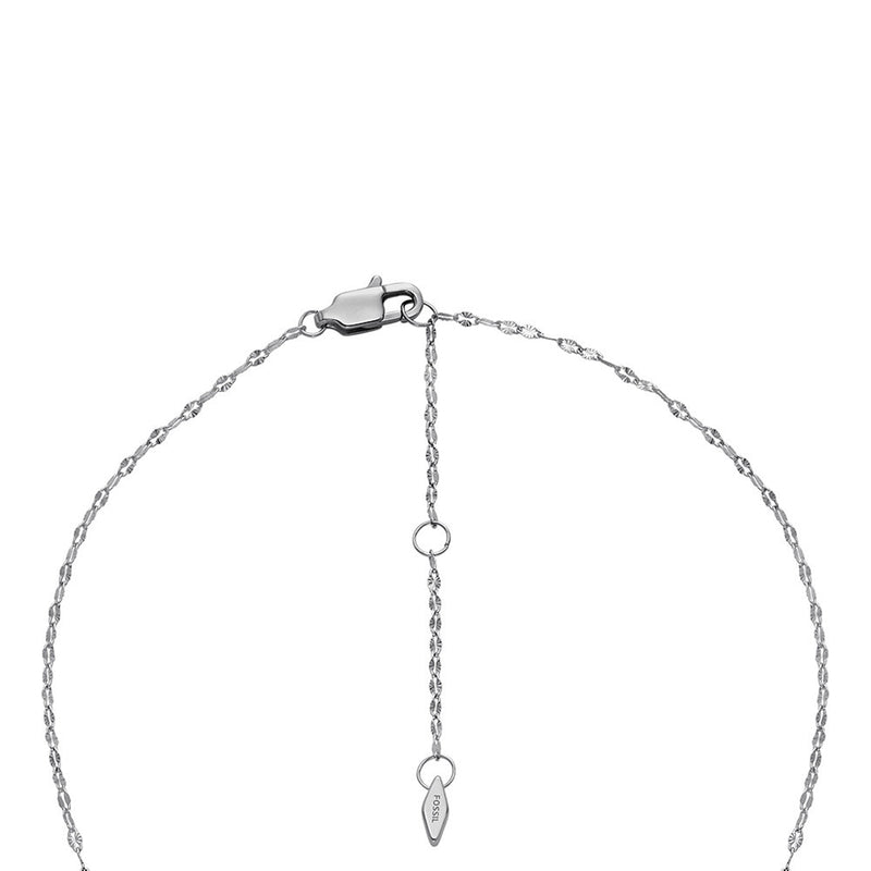 Fossil Harlow Silberfarbene Kette und Ohrknöpfe Geschenkset JF04669SET-zoom-