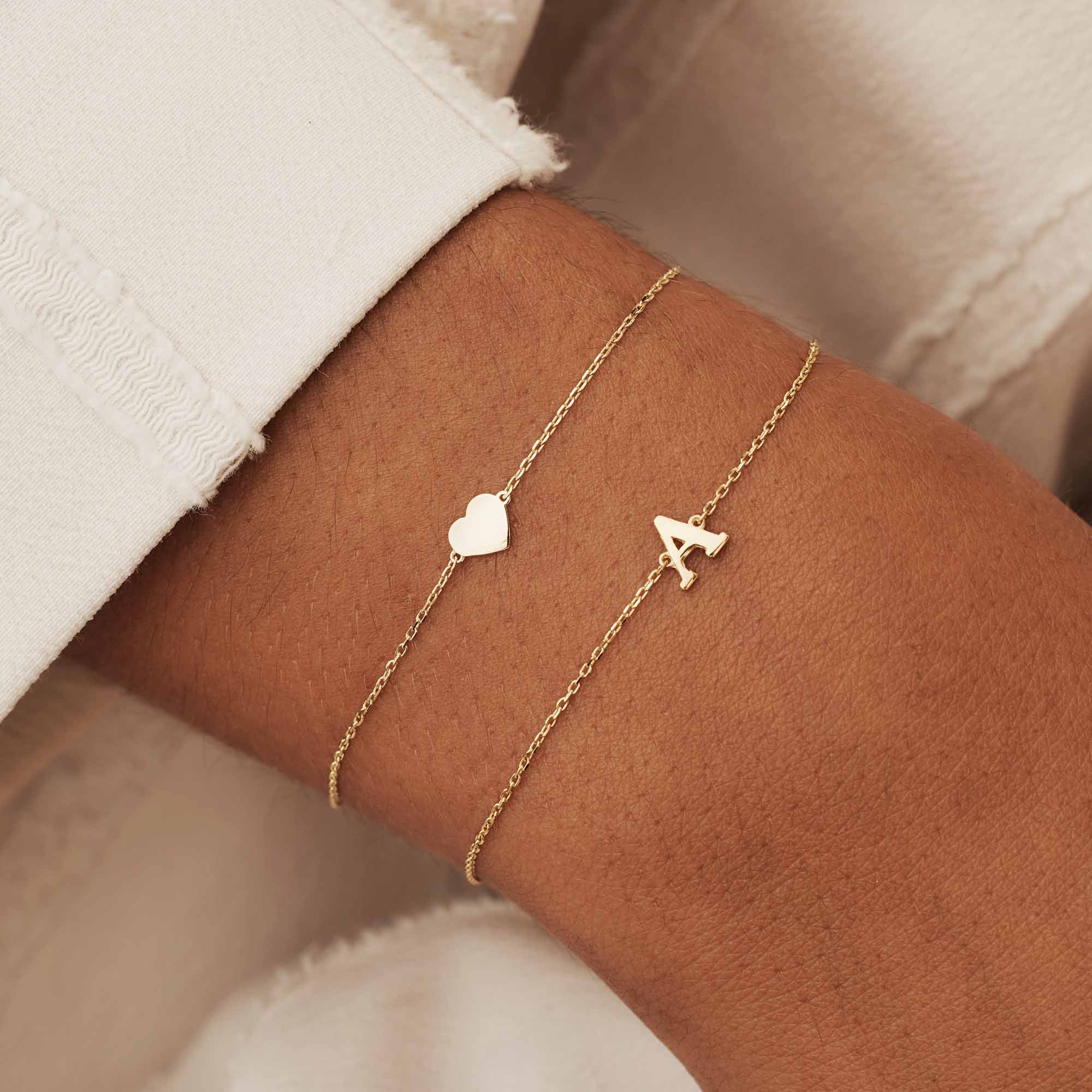 Isabel Bernard Le Marais Rachel 14 Carat Golden Initial Bracelet IB320101-A (Letter A)