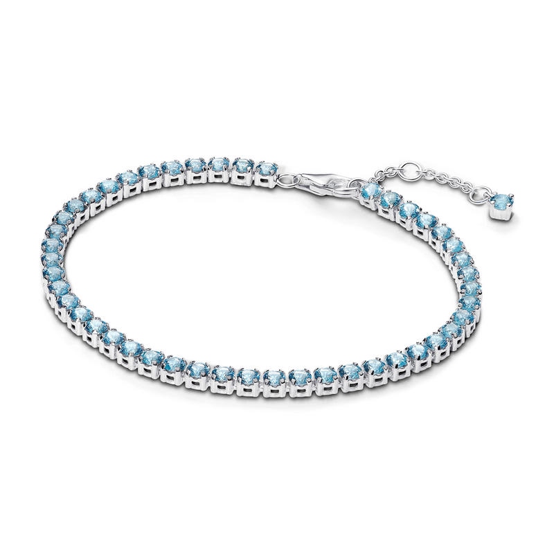 Pandora Timeless 925 Sterling Silver Sparkling Light Blue Tennis Bracelet 591469C03-18-zoom-