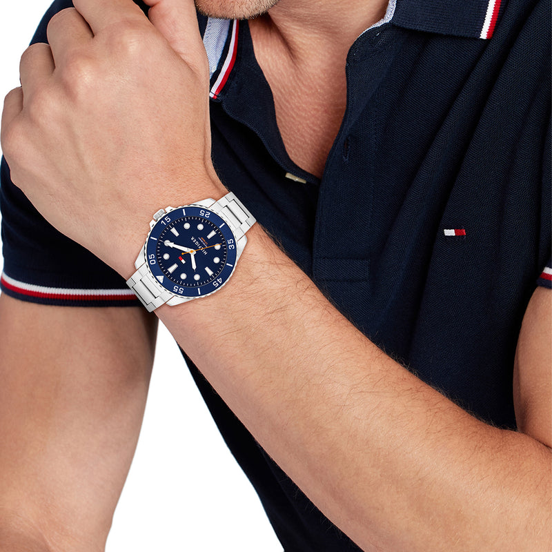 Tommy Hilfiger Oceanic Silberne Und Blaue Herrenuhr TH1792202-zoom-