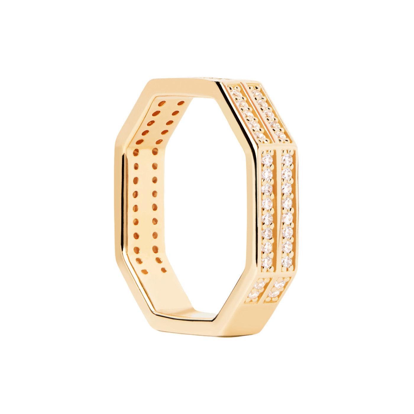 P D Paola The New Essentials 925 Sterling Silver Ring AN01-A06-16with18 Carat Gold Plating