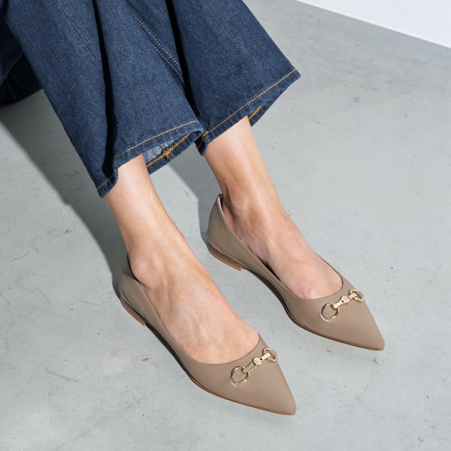 Isabel Bernard Vendôme Elita taupe leren ballerina's van kalfsleer IB51002-03-41