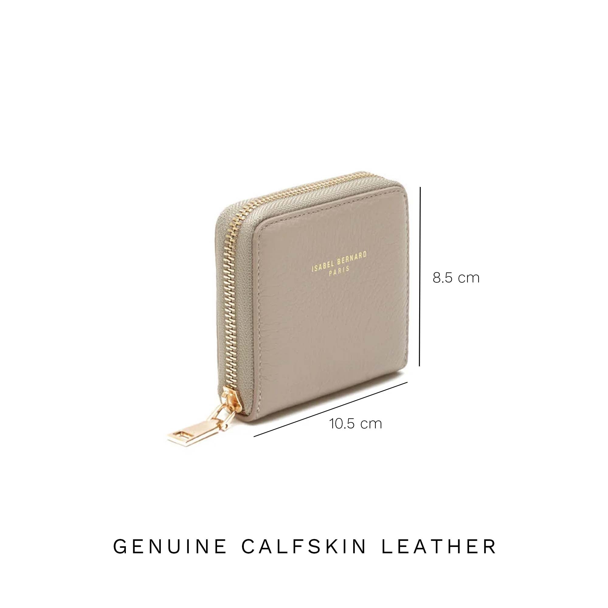 Isabel Bernard Honoré Jules Taupe Leather Zip Wallet made of Calfskin IB23018