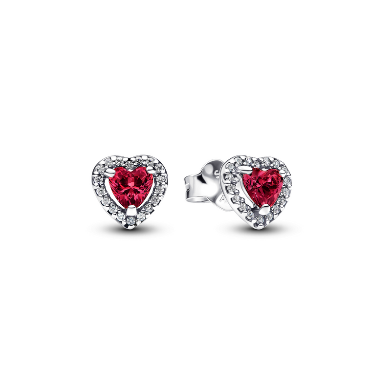Pandora Timeless 925 Sterling Silver Raised Red Heart Stud Earrings 298427C04-zoom-