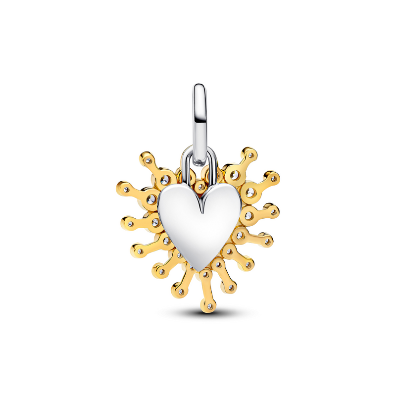 Pandora Moments Gold Plated Radiant Heart Double Dangle Charm 764141C01-zoom-