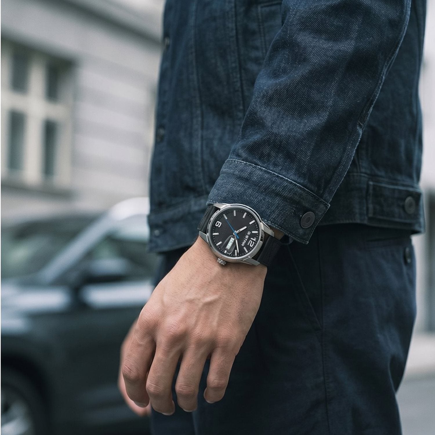 G-STAR Selvedge Black Leather Men's Watch GSW.507.02