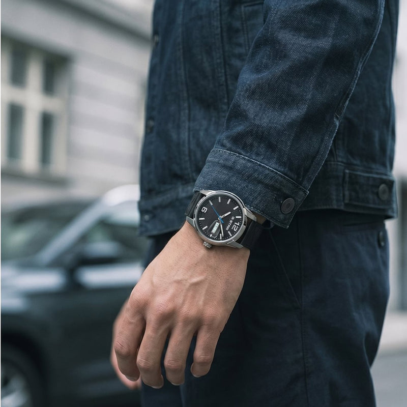 G-STAR Selvedge Schwarze Leder-Herrenuhr GSW.507.02-zoom-