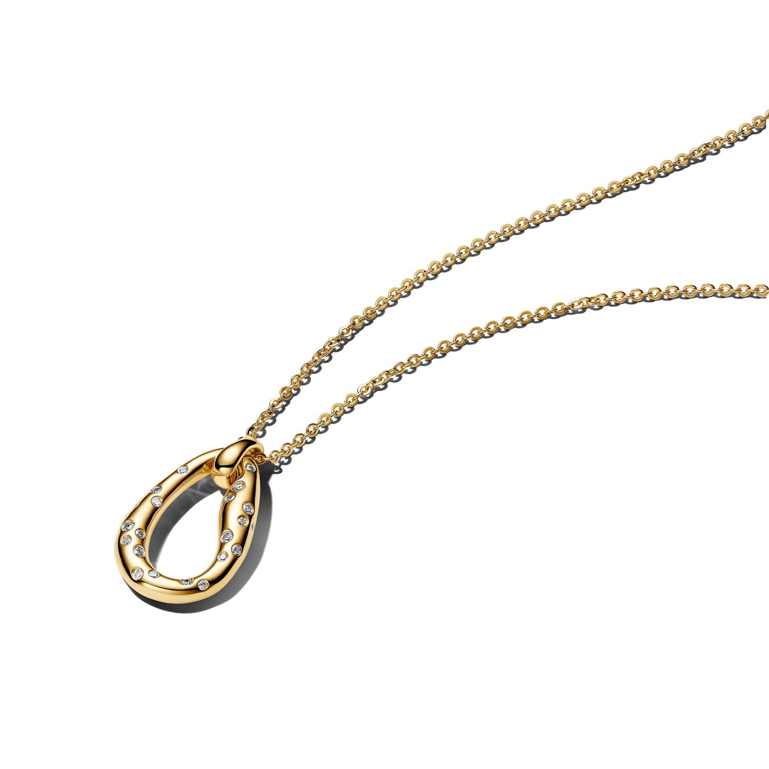 Pandora Essence Gold Plated Organically Shaped Stone-Set Pendant Necklace 364666C01-45