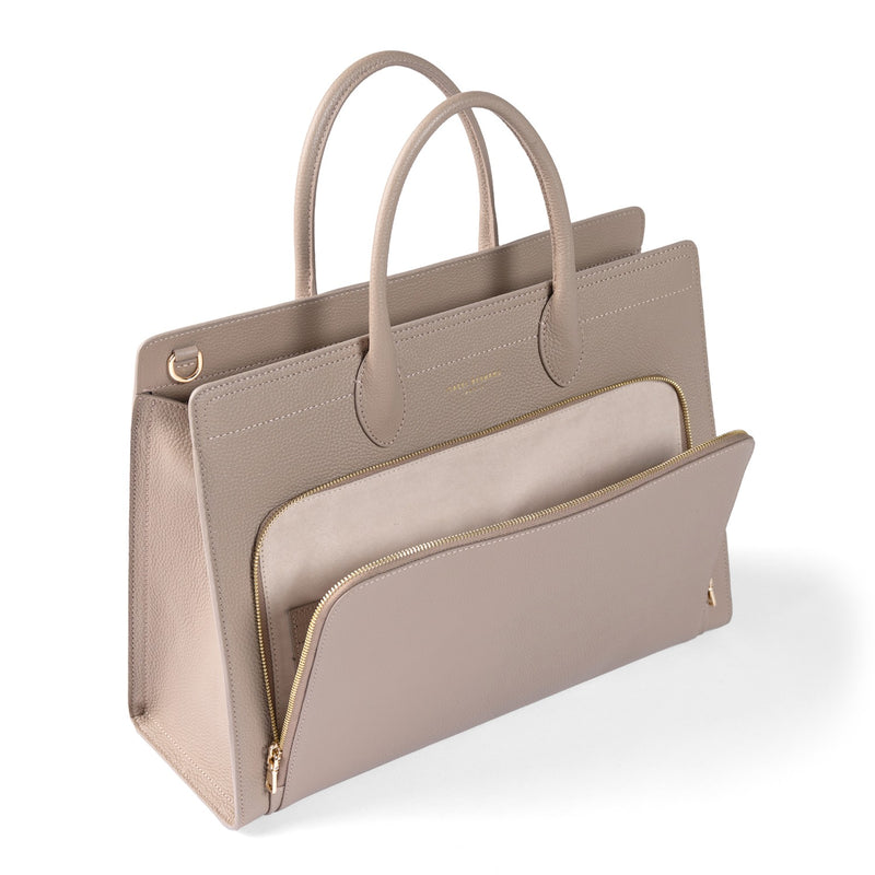 Isabel Bernard Honoré Nadine Taupe Leder Handtasche aus Kalbsleder IB25038-zoom-