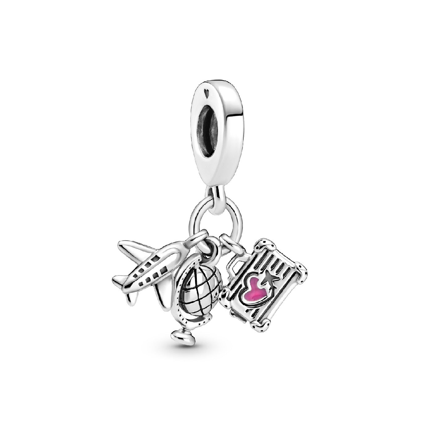 Pandora Places 925 Sterling Silver Airplane, Globe & Suitcase Charm 799435C01
