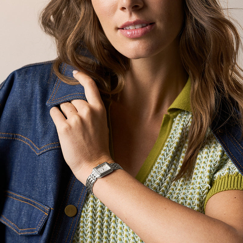 Fossil Raquel Rectangular White Dial Watch ES5469-zoom-