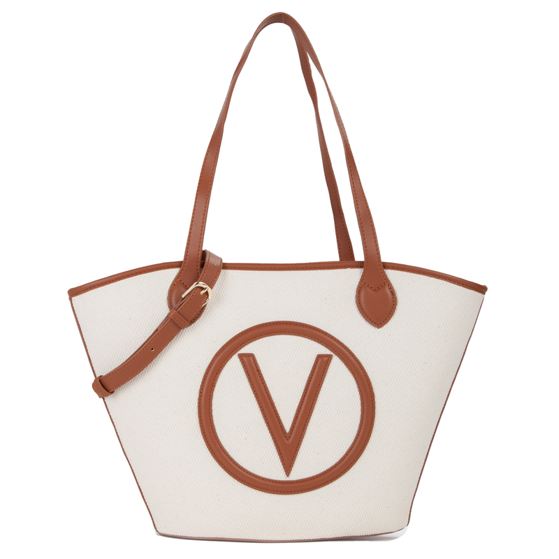 Valentino Bags Covent Beige & Brown Shopper VBS7QO02CANNATURALE/CUOIO-zoom-