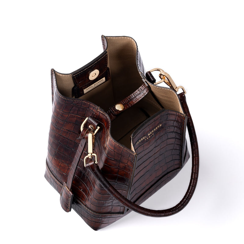 Isabel Bernard Femme Forte Minette Kroko Braun Kalbsleder Handtasche IB21114-230-zoom-