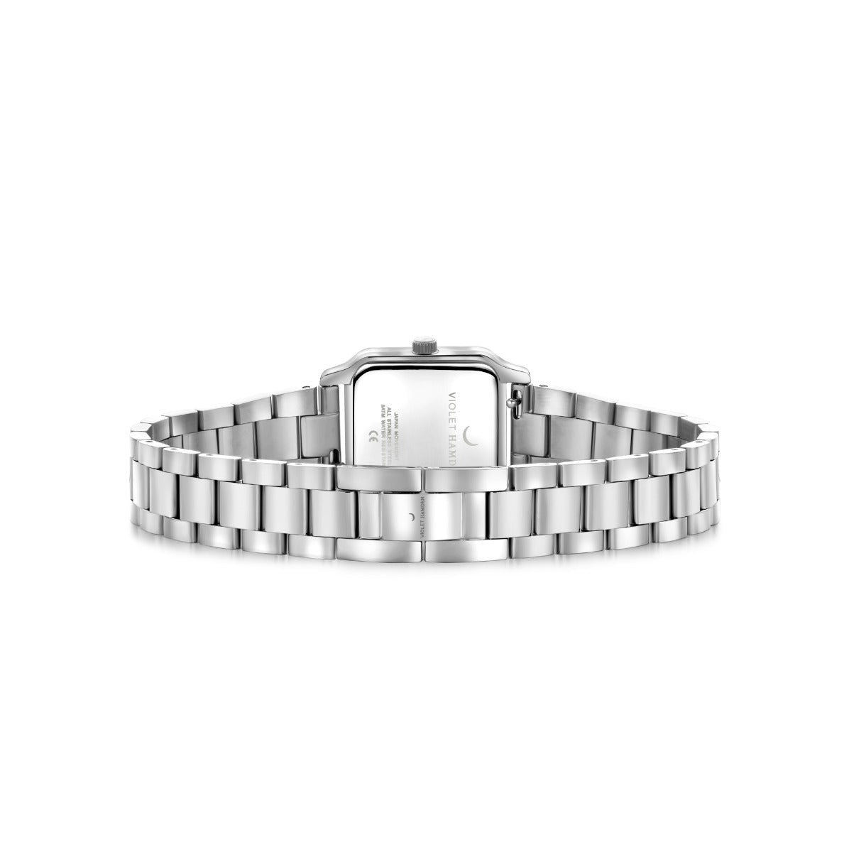 Violet Hamden Dawn Base Square Women's Watch Silver Coloured and Black VH09042