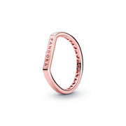 Pandora Signature 925 Sterling Silberen RoséGoldfarbene Logo Thin Bar Ring 189048C00-50 (Größe: 50)