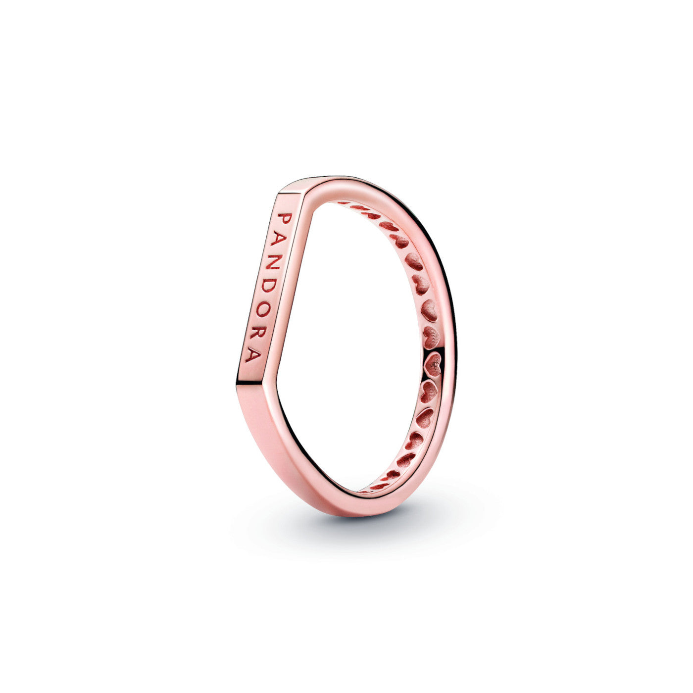 Pandora Signature 925 Sterling Silver Rosegold coloured Logo Thin Bar Ring 189048C00-50 (size: 50)