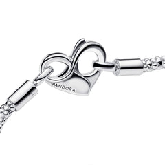 Pandora Moments 925 Sterling Silver Heart Claps Bracelet 592453C00-17