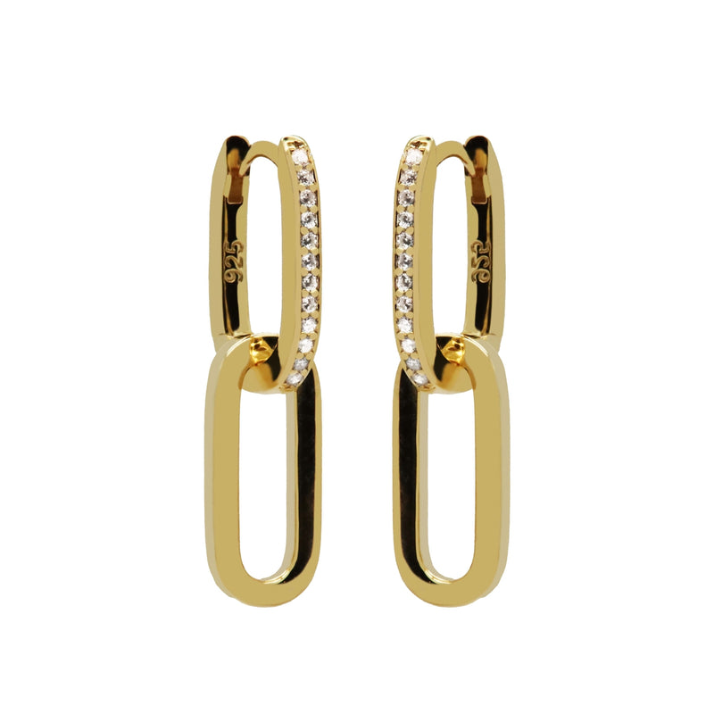 Karma 925 Sterling Silberen Goldfarbene Zirconia Densely Creolen H233GP-zoom-