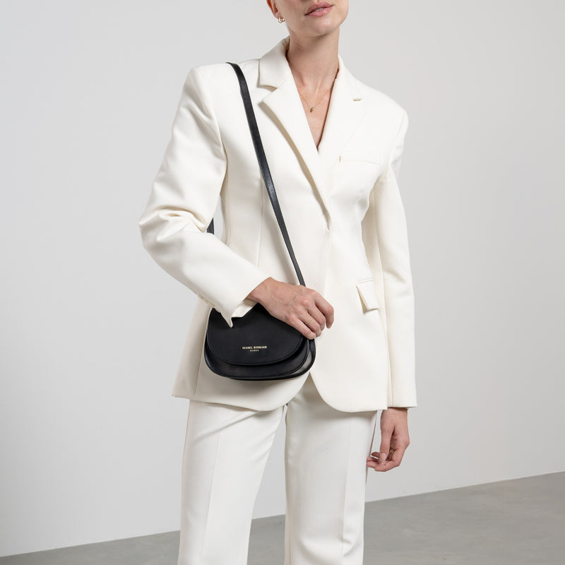 Isabel Bernard Montmartre Manon Schwarz Naturleder Crossbody Tasche IB21110-zoom-