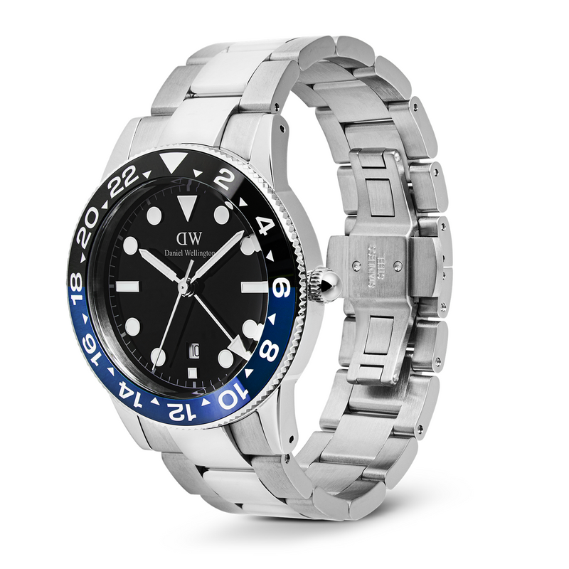 Daniel Wellington Iconic Link Schwarz Blaue Keramiklünette Herren Uhr DW00100921-zoom-