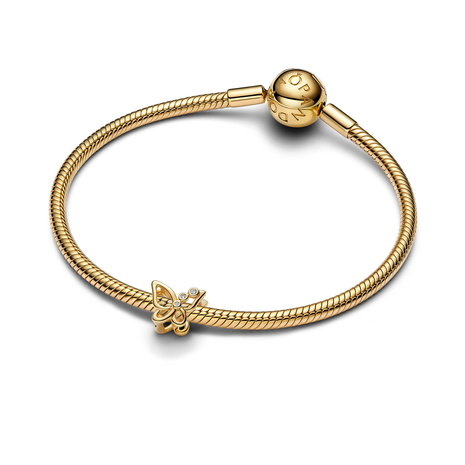 Pandora Moments Gold Plated Zirconia Butterfly Openwork Charm 764369C01