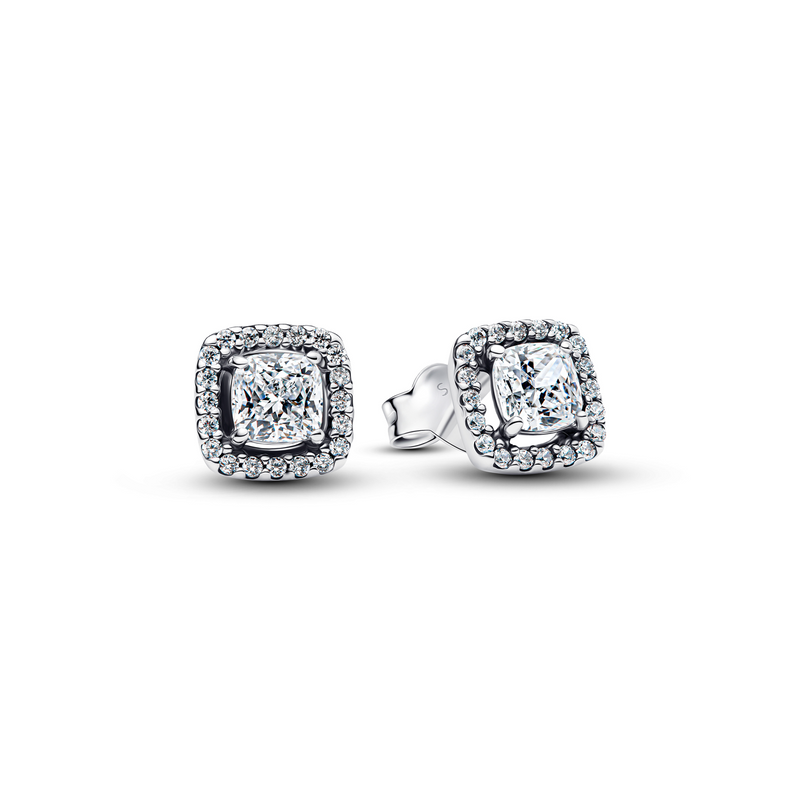 Pandora Timeless 925 Sterling Silver Square Halo Stud Earrings 293551C02-zoom-