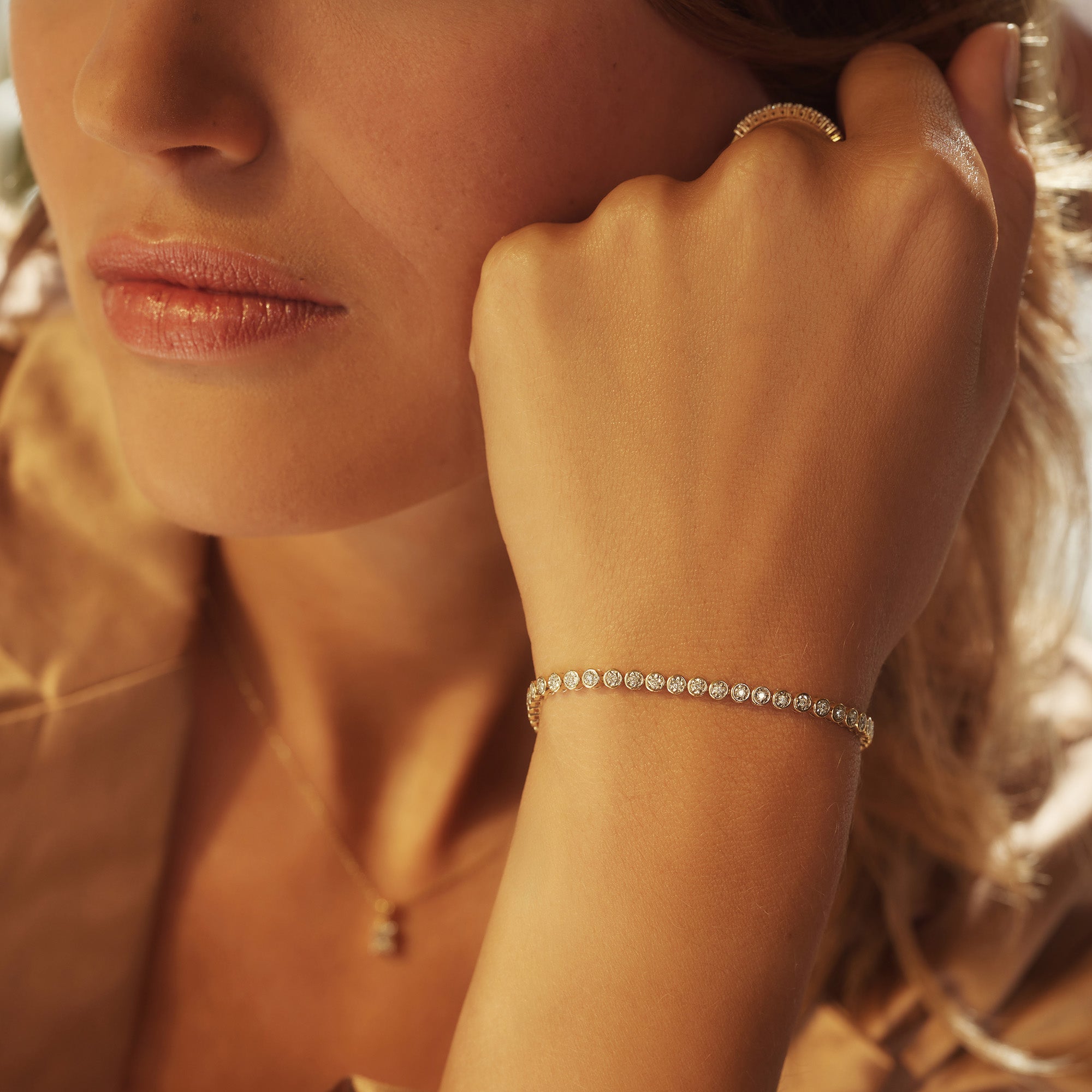 Isabel Bernard De la Paix Alfie 14 Carat Golden Tennis Bracelet | diamond 0.36 ct | IBD320007