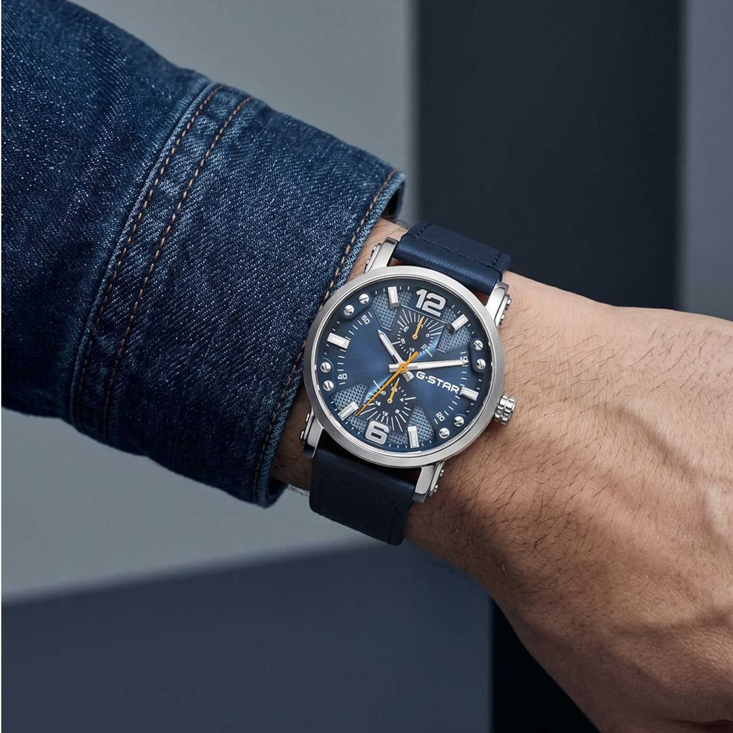 G-STAR Rovic Silver-Tone and Blue Men's Watch GSW.509.01