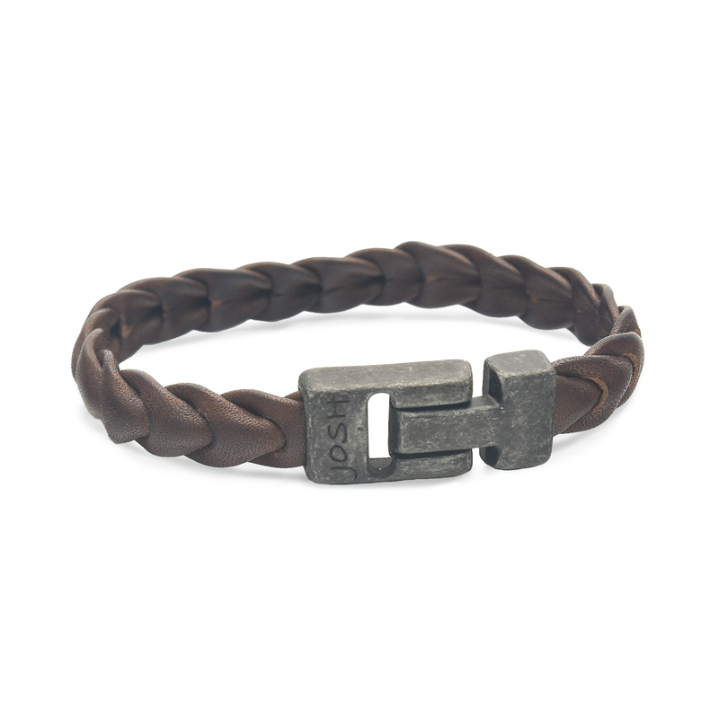 Josh Leather Brown Bracelet 50046-BRA-VB/BROWN/L-1-zoom-
