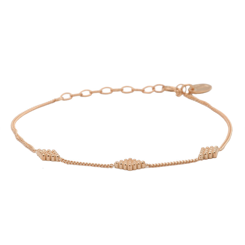 Karma 925 Sterling Zilveren Diamond Shape Dots Roségoudkleurige Armband 94107 (Lengte: 16.50-19.00 cm)-zoom-