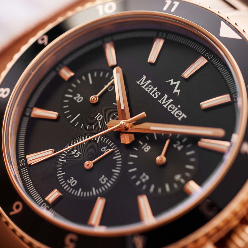 Mats Meier Ponte dei Salti Chronograaf HerrenUhr Rosé Goldfarbene und Schwarz MM00510-zoom-