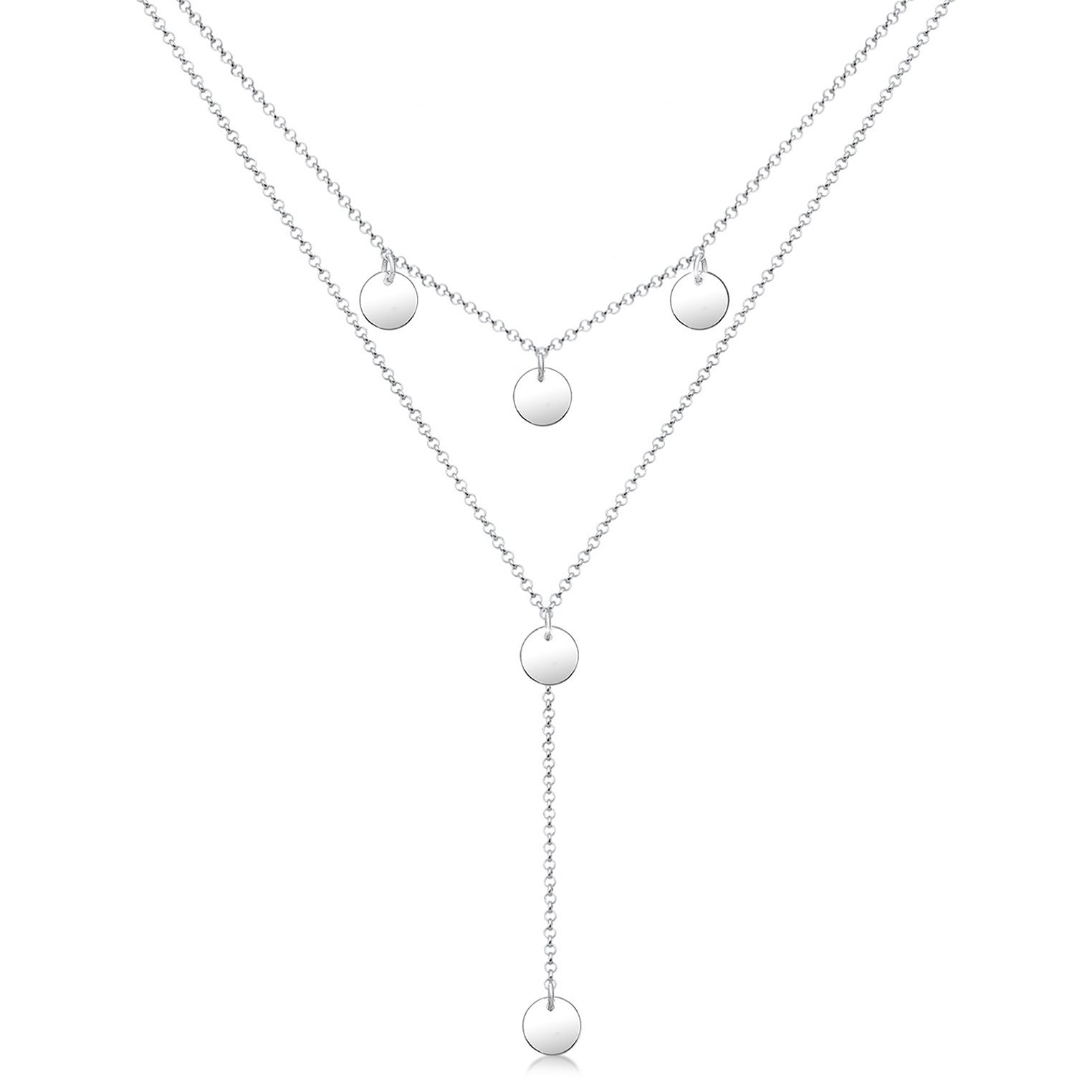 Elli 925 Sterling Silver Layered Y Chain Necklace 2004-BF-0007677-001