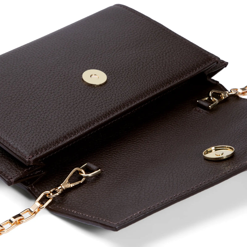 Isabel Bernard Honoré Lina Dunkelbraune Clutch Mit Abnehmbarer Schulterkette IB21135-031-zoom-