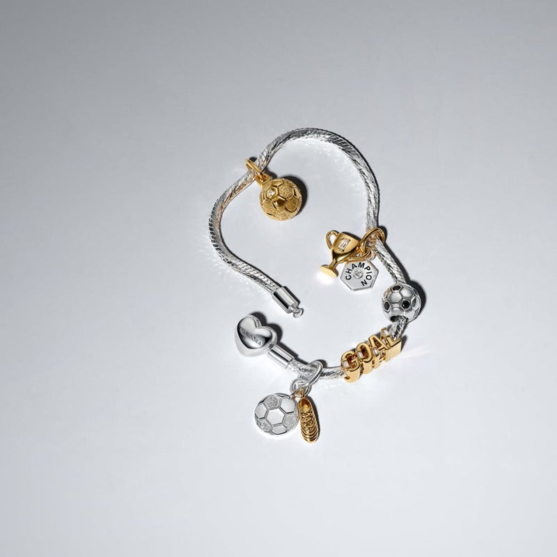 Pandora Moments Vergoldeter Fußballschuh Doppelter Charm-Anhänger 764712C00-zoom-