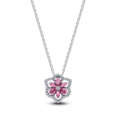 Pandora Timeless Herbarium Sparkling Pink Flower Pendant Necklace 394576C01-45