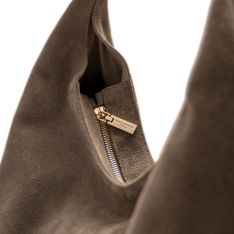 Isabel Bernard Honoré Grace taupefarbene Wildleder-Schultertasche IB25093-178-zoom-